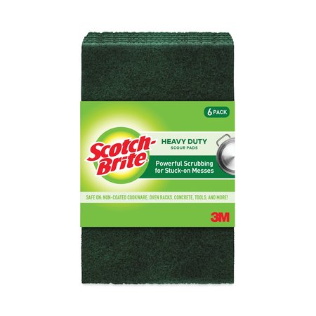 Scotch-Brite Heavy-Duty Scouring Pad, 3.8 x 6, Green, PK5, 5PK 2265